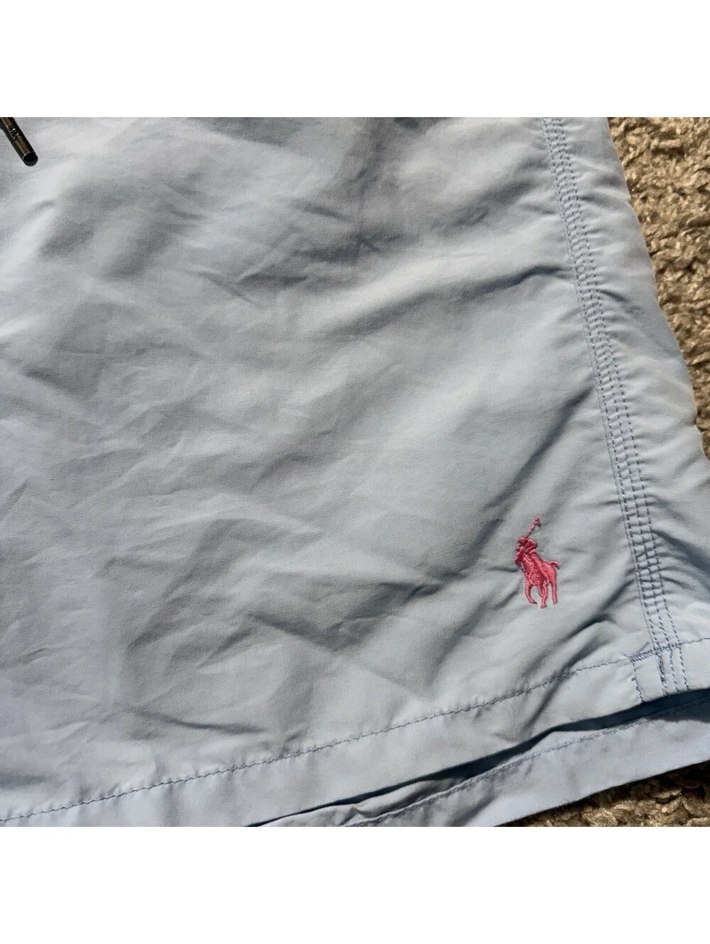 Polo Ralph Lauren Blue Cargo Pocket Nylon Mesh Lined Swim Trunks Mens Medium